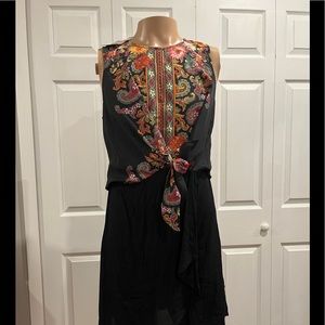 Desigual Women NWT Knee Length Dress size 44 black & Paisley print